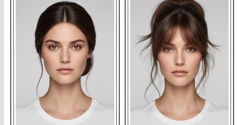 Penteado estilo alto com volume no topo ajuda a afinar o rosto (Foto Reprodução/Montagem/Lennita/TV Foco/Canva/GMN)