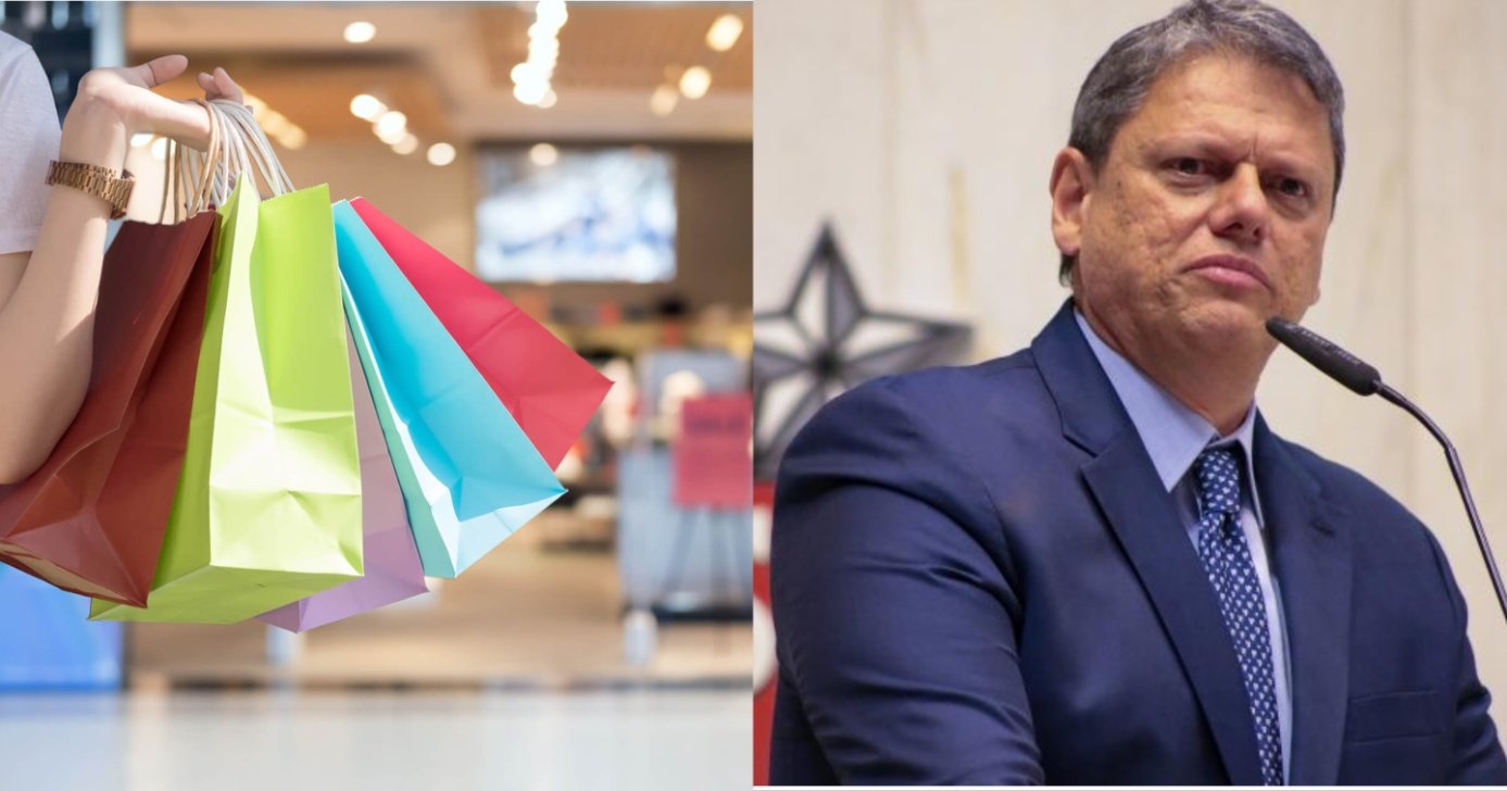 Lei sancionada e em vigor em 2025 por Tarcísio faz proibição nos shoppings em SP - Montagem/TV FOCO