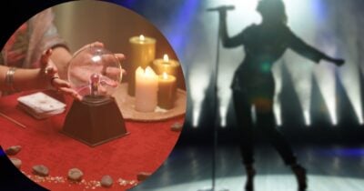 Ilustração de vidente e cantora famosa (Foto: Reprodução / Canva / Montagem TV Foco)