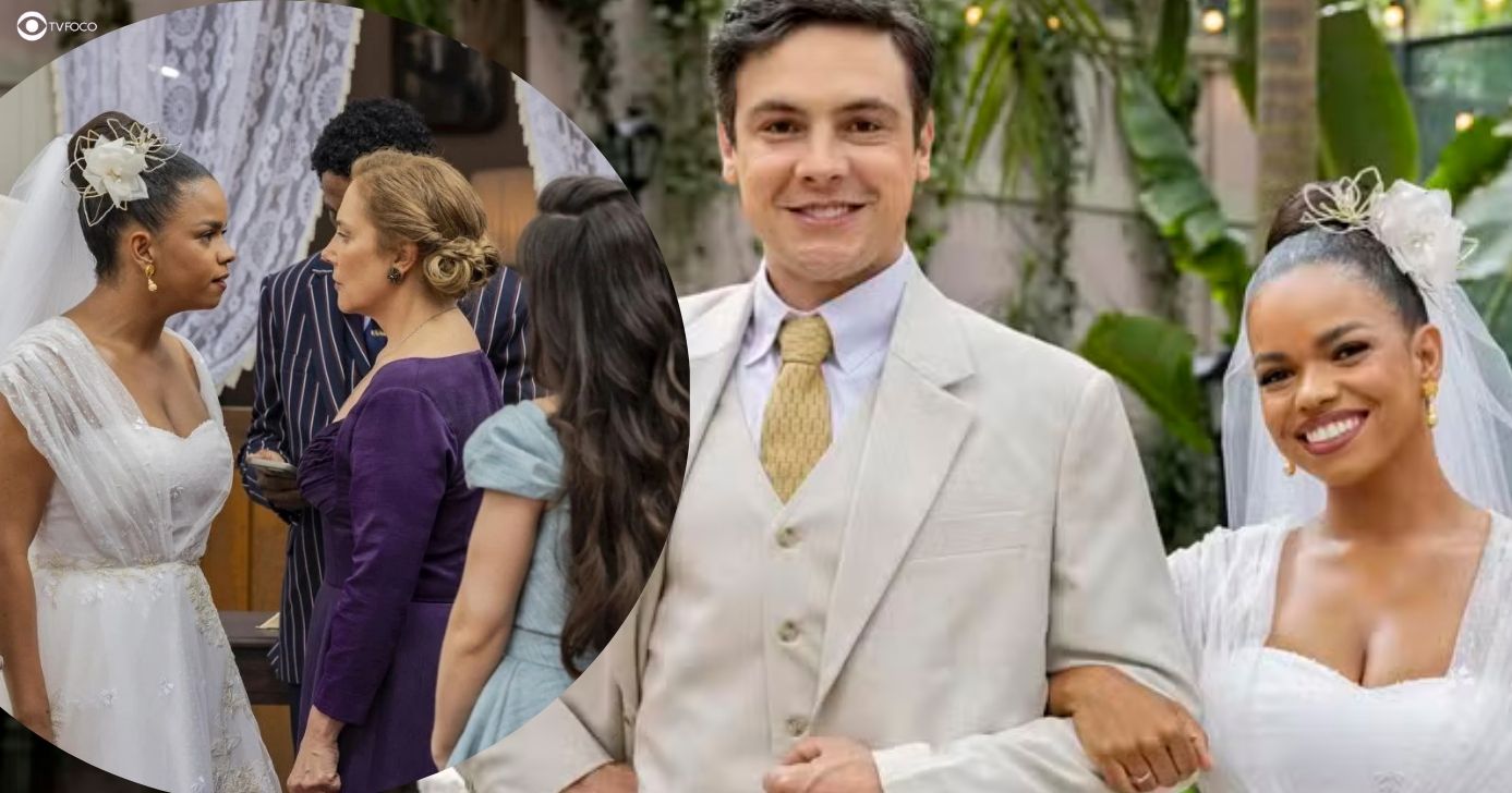 Zulma tenta atrapalhar casamento de Candinho e Dita em Êta Mundo Melhor! (Foto: Reprodução / Globo / Montagem TV Foco)