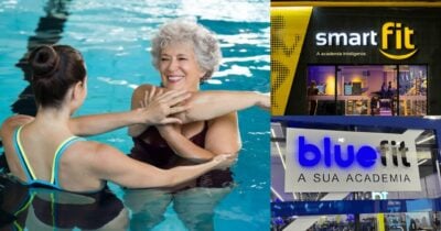 Idosos 60+ se livram de mensalidades na Smart Fit e Bluefit com hidroginástica gratuita em SP (Foto Reprodução/Montagem/TV Foco/Canva/Paola)