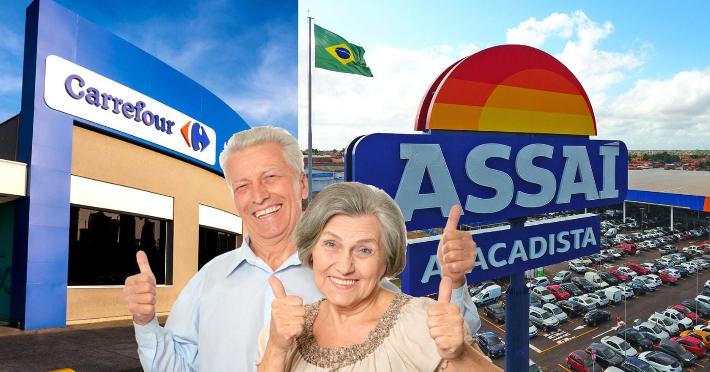 Assaí e Carrefour: Lei em vigor traz exigência nos supermercados e atinge idosos 60+ (Foto Reprodução/Montagem/TV Foco/Canva/Paola)