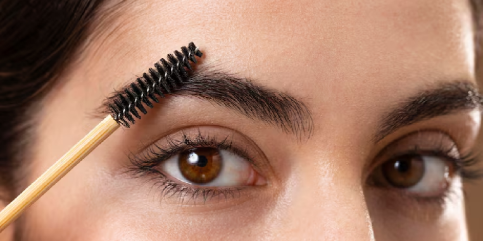 Mulher escovando as sobrancelhas (Foto: Reprodução/ Freepik)