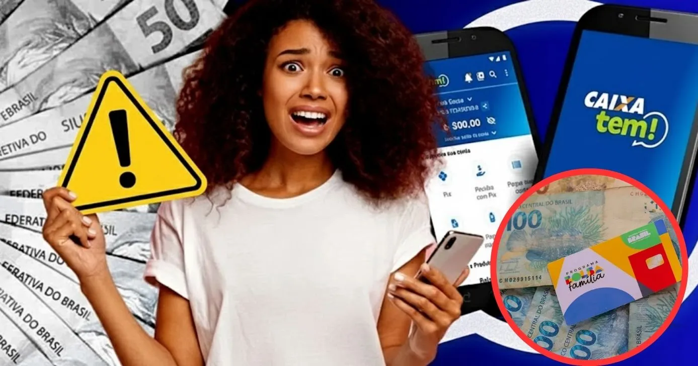 CAIXA Tem é alvo de golpes que limpam as contas até de benefícios sociais, como o Bolsa Família (Foto Reprodução/Montagem/Lennita/TV Foco/Canva)