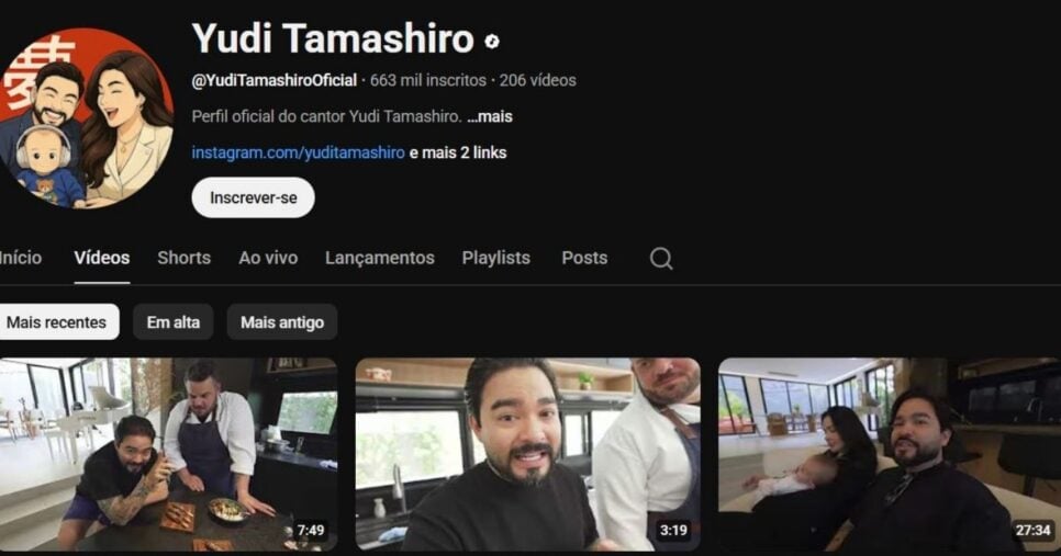 Yudi conta com mais de 600 mil inscritos em seu canal no YouTube (Foto Reprodução/You Tube)