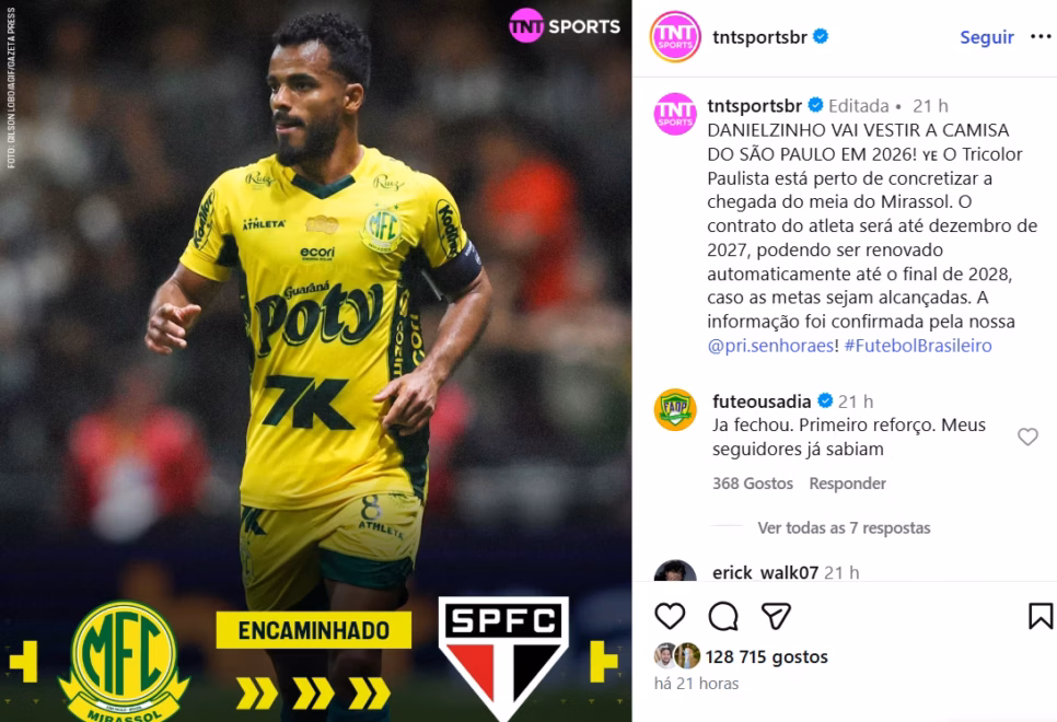 Danielzinho é o primeiro reforço do São Paulo - Montagem/TV FOCO Danielzinho é o primeiro reforço do São Paulo - Montagem/TV FOCO
