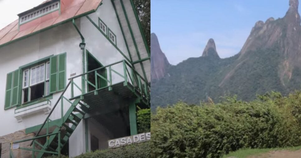 Casa de Santos Dumont e paisagem (Fotos: Reproduções / YouTube)