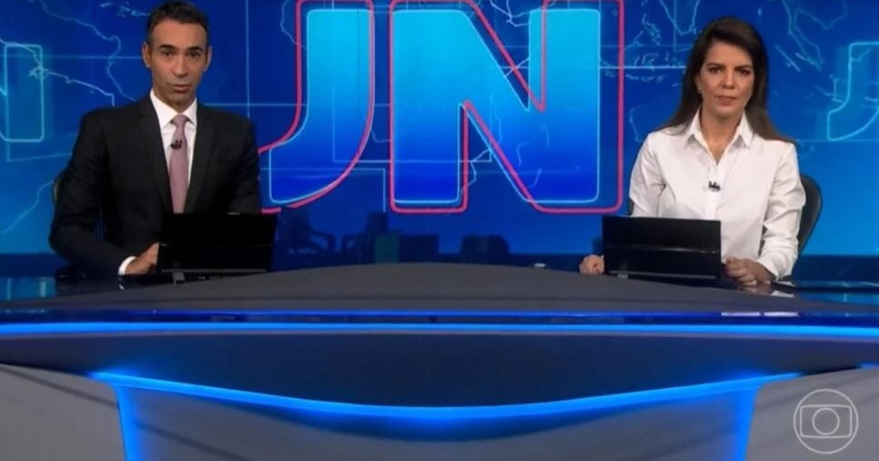 César Tralli e Mariana Gross no Jornal Nacional - Foto: Globo