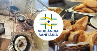 Fábrica de salgados em Feira de Santana, logo Anvisa e salgados (Fotos: Reproduções / Globo / Canva)