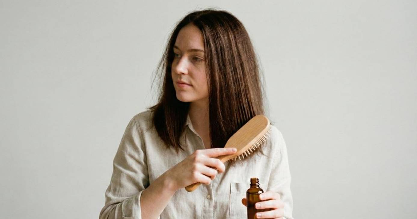 Ilustração Fios lisos e brilhantes Óleo natural reduz volume e facilita escova