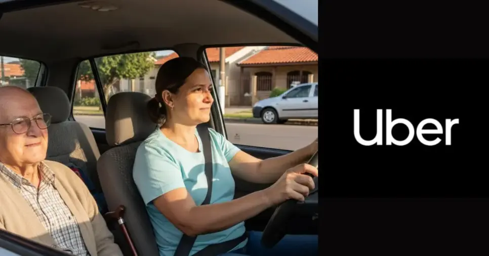 Idoso, motorista e logo da Uber (Fotos: Montagem TV Foco / GMN / Internet) Idoso, motorista e logo da Uber (Fotos: Montagem TV Foco / GMN / Internet)