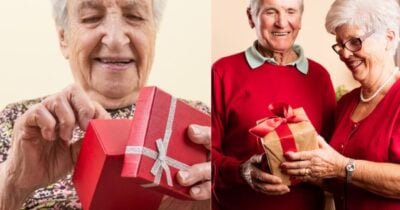 Idosos ganhando presentes - Fotos: CANVA