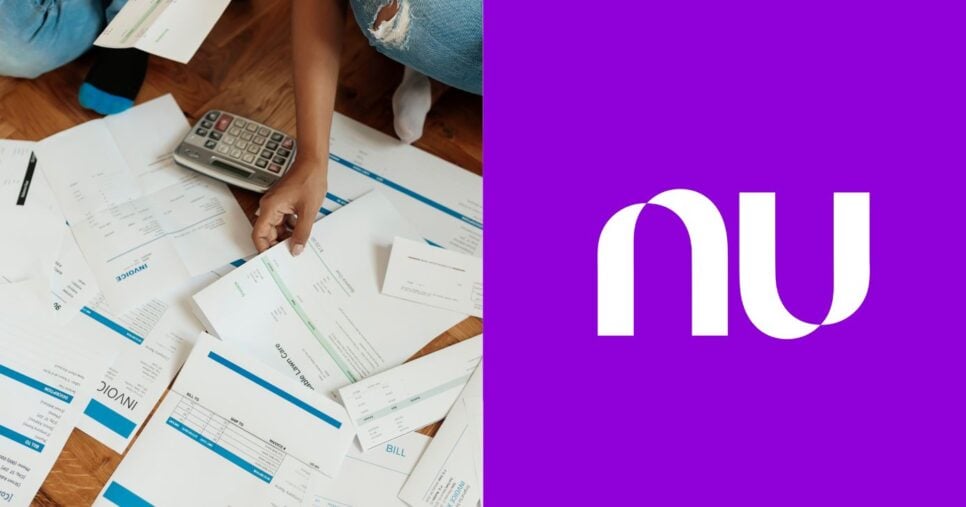 Ilustração dívidas e logo Nubank (Fotos: Reproduções / Canva / Internet)