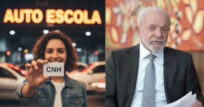 Ilustração mulher com CNH, autoescola e Luiz Inácio Lula da Silva (Fotos: Reproduções / GMN / Globo / Montagem)