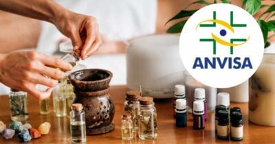 Ilustração óleos e logo Anvisa (Fotos: Reproduções / Canva / Internet)