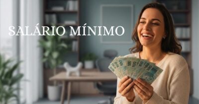 Ilustração salário mínimo e mulher segurando notas de cem reais (Foto: Montagem TV Foco / GMN)