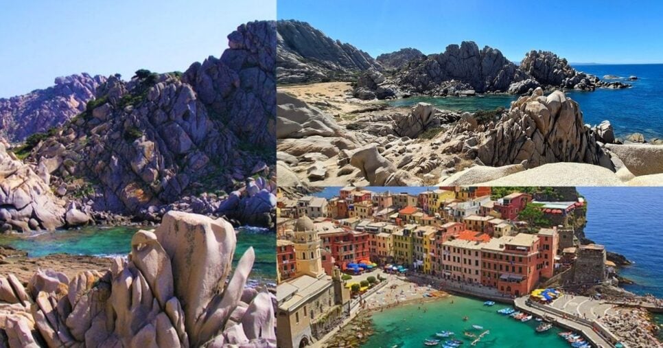 Imagens de Sardenha, na Italia (Foto Reprodução/Montagem/TV Foco/TripAdvisor)