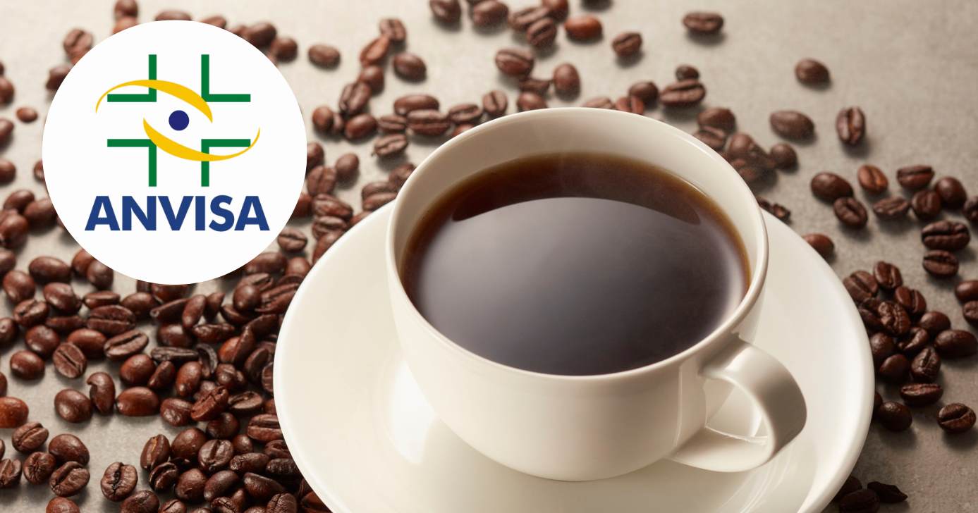 Logo Anvisa e ilustração café (Fotos: Reproduções / Internet / Canva)
