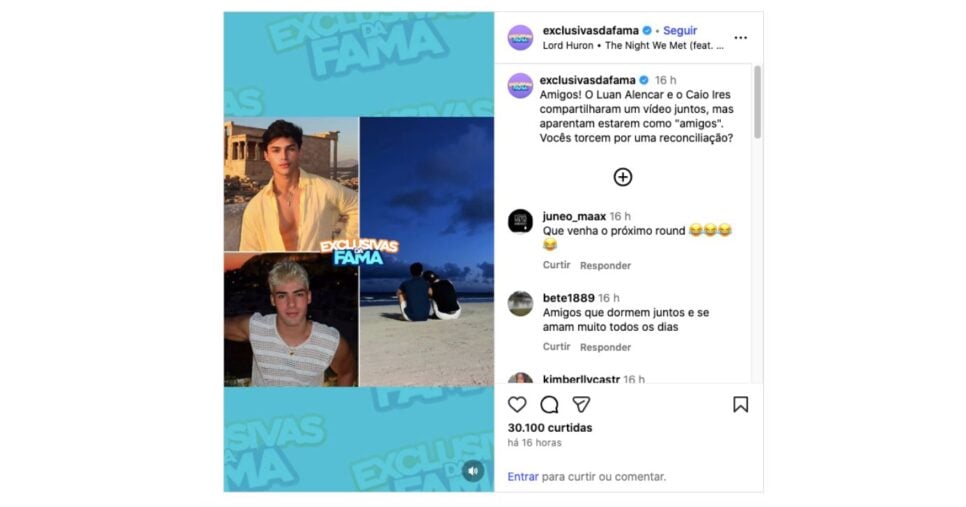 Luan Alencar e Caio Cerqueira (Foto: Reprodução / Instagram)