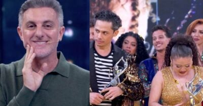 Luciano Huck, Silvero Pereira e Thais Sousa no Domingão (Fotos: Reproduções / Globo)