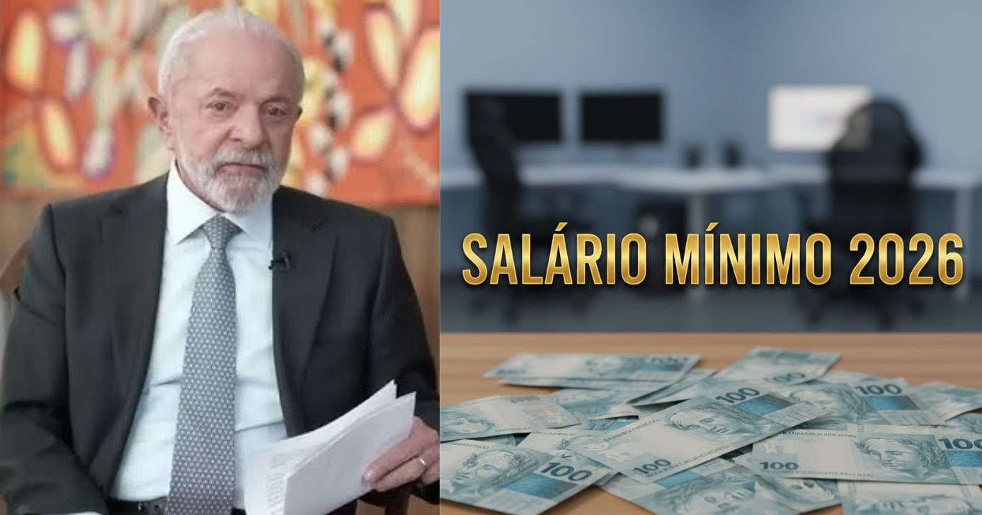 Luiz Inácio Lula da Silva e ilustração salário mínimo 2026 (Fotos: Reproduções / Globo / Montagem TV Foco / GMN)
