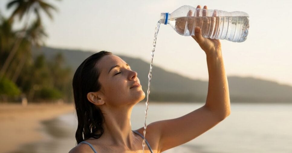 Mulher lavando o cabelo com água doce (Foto: Montagem TV Foco / GMN)