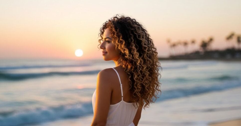 Mulher na praia (Foto: Montagem TV Foco / GMN)