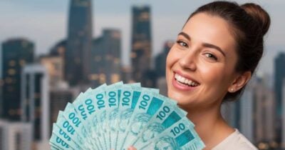 Mulher segurando notas de cem reais (Foto: Montagem TV Foco / GMN)