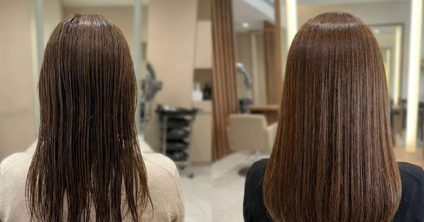 Ilustração Óleo natural alisa o cabelo das pontas até a raiz sem química 