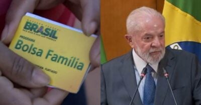 Pessoa segurando cartão do Bolsa Família e Luiz Inácio Lula da Silva (Fotos:  Reproduções / Globo)