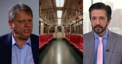 Tarcísio de Freitas, metrô e Ricardo Nunes (Fotos: Reproduções / Globo / Canva)