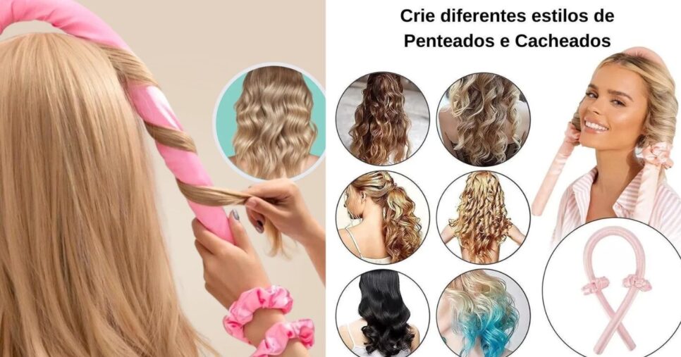 Modelador sem calor traz cachos e ondas sem danos (Foto Reprodução/Montagem/Lennita/TV Foco/Pinterest/Google Shopping)