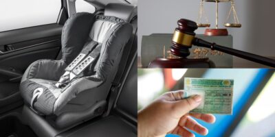 Lei das cadeirinhas gera multa e 7 pontos na CNH (Reprodução: Montagem TV Foco)