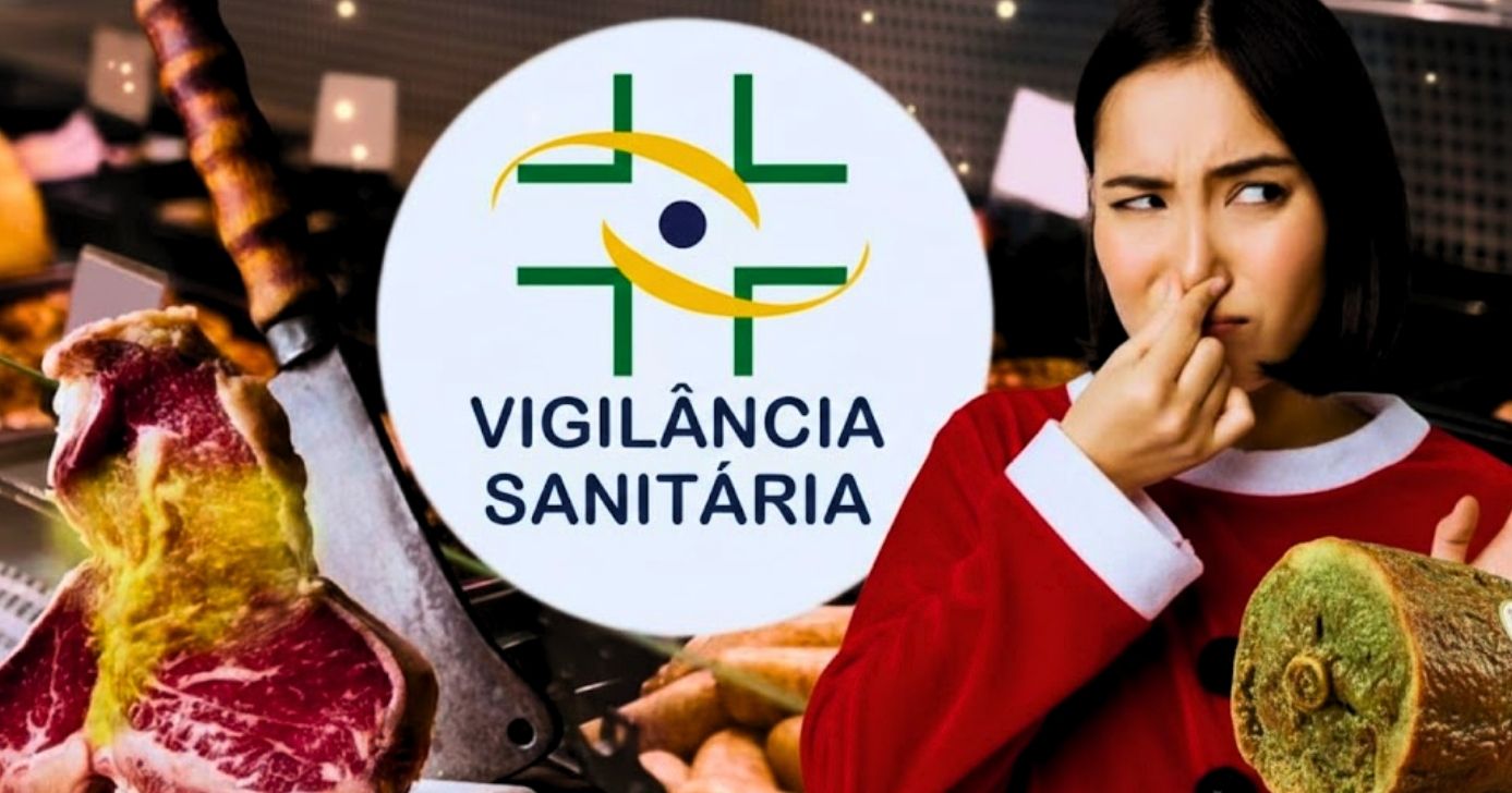 Vigilância Sanitária interdita açougue popular (Foto Reprodução/Montagem/Lennita/TV Foco/Canva/GMN/Vigilância)