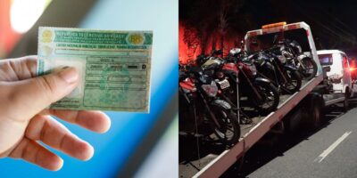 Multa e moto apreendida por lei de trânsito em vigor (Reprodução: Montagem TV Foco)