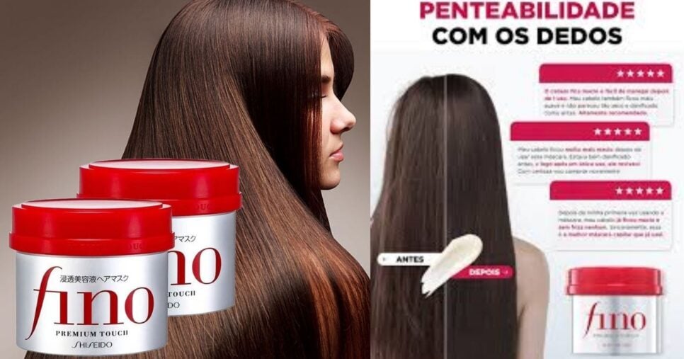 Resultado de cabelos após o uso de Fino (Foto Reprodução/Montagem/Pinterest/Shiseido)