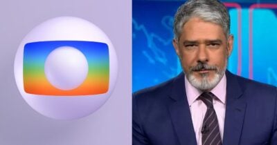 Logo da Globo e William Bonner no JN (Foto: Reprodução / Globo)