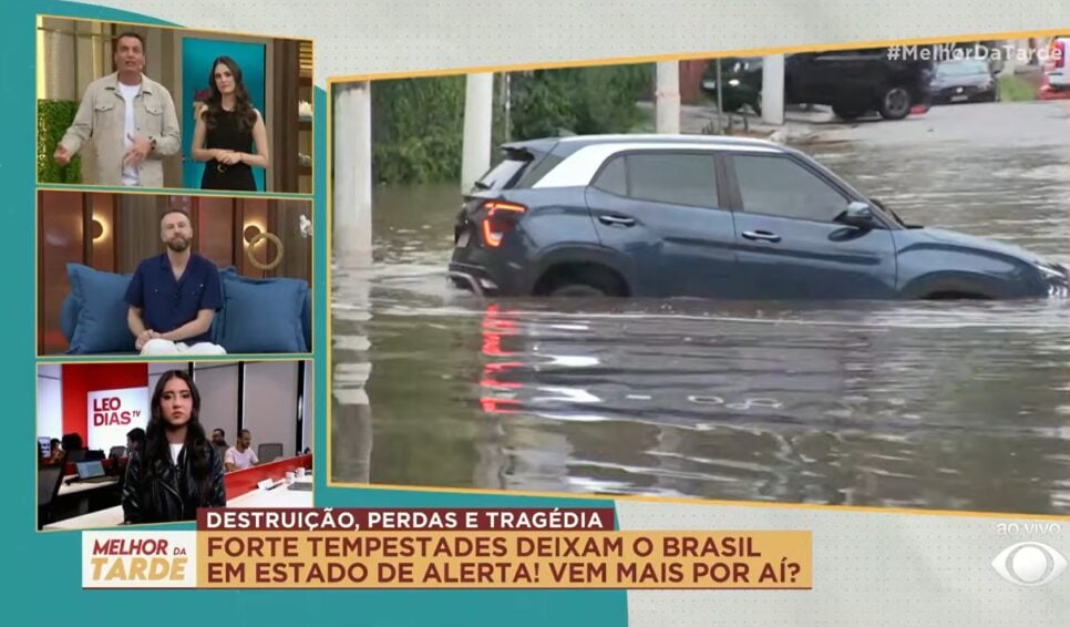 Chris Flores e Leo Dias no Melhor da Tarde (Foto: Reprodução / Band)