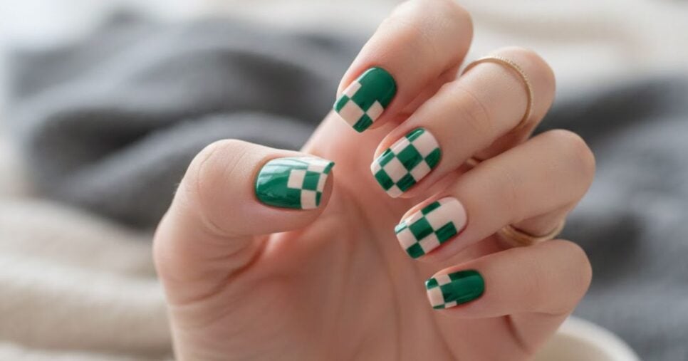 Nail art xadrez (Foto: Montagem TV Foco / GMN)