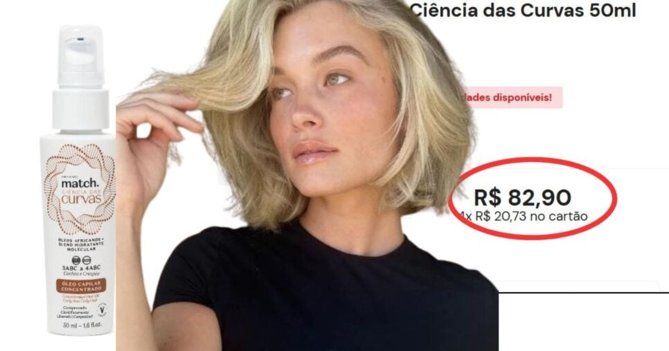Óleo capilar concentrado Match Ciência das Curvas (Foto: Reprodução/Montagem/GMN/Lennita/TV Foco/Canva/GMN)