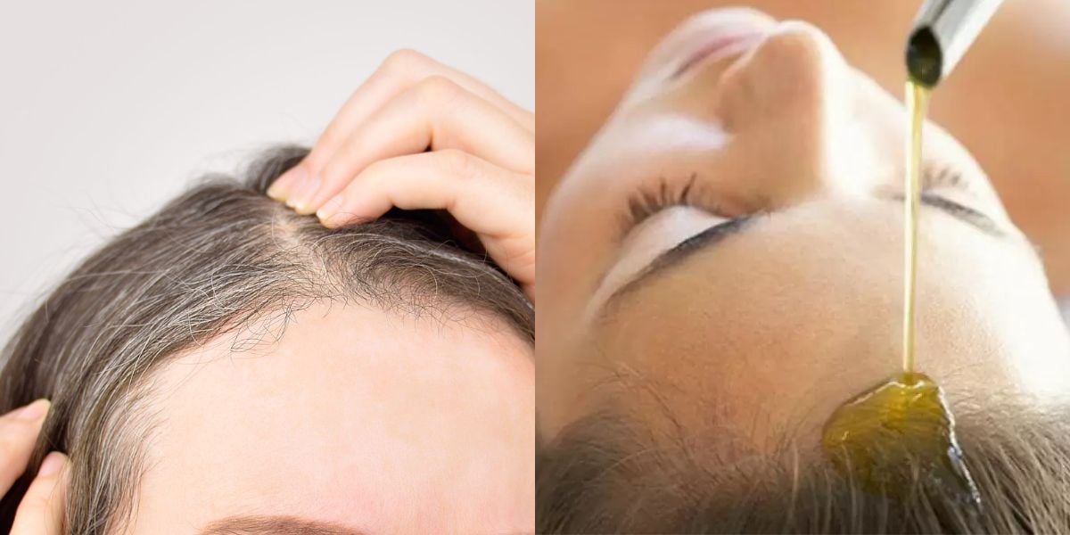 Óleo natural para acabar com cabelo branco (Reprodução: Montagem TV Foco)