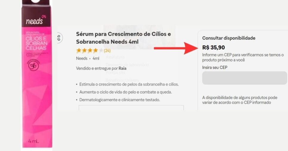 Sérum de sobrancelha e cílios Need (Foto Reprodução/Raia)