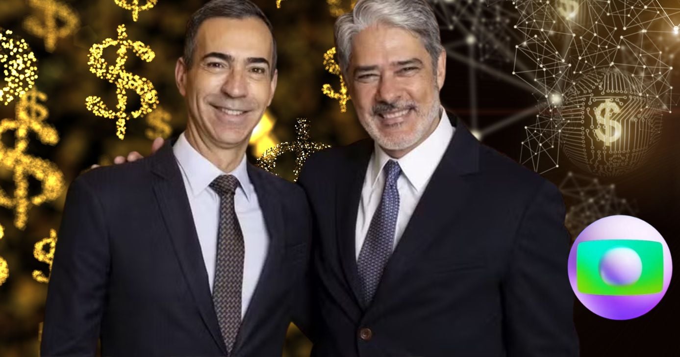 César Tralli e William Bonner (Foto: Reprodução / Globo / Canva / Montagem TV Foco)