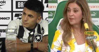 R$125M: Thiago Almada dá recado a Leila Pereira sobre jogar no Palmeiras em 2026 (Foto Reprodução/Montagem/TV Foco/Canva/YouTube -Botafogo TV e Futebol News)