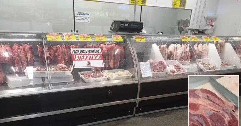 Açougue interditado (Foto: Vigilância Sanitária/Divulgação)
