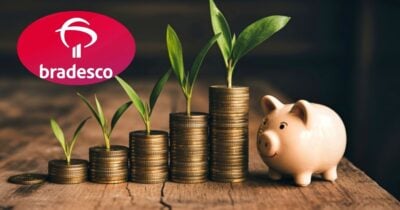 Bradesco e ilustração poupança (Fotos: Reproduções / Internet / Canva)
