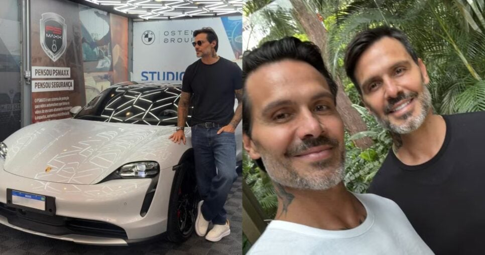 Flávio ao lado de um carro de luxo; Foto dos gêmeos juntos (Foto: Reprodução/ Internet)