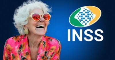 Idosa feliz e logo do INSS (Fotos: Reproduções / Canva / Internet)