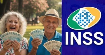 Idosos e logo do INSS (Foto: Montagem TV Foco / GMN / Internet)