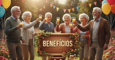 Idosos e placa de benefícios (Foto: Montagem TV Foco / GMN)